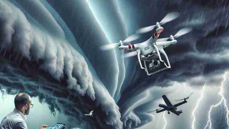 Using Drones to Unravel Severe Weather's Mysteries: A New Perspective in Aviation Research, Concept art for illustrative purpose, tags: von - Monok